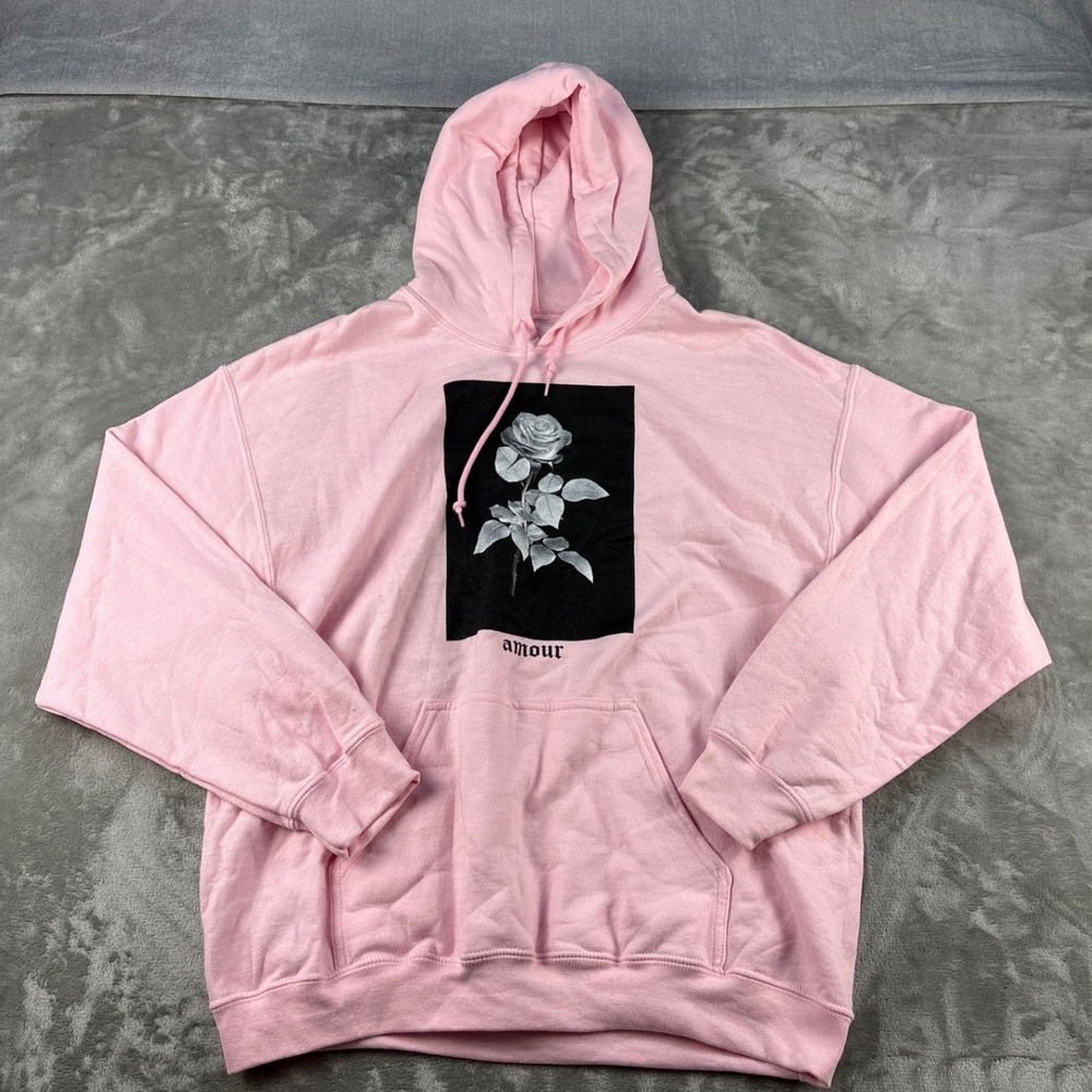 Artist Union Clothing Co Hoodie Unisex L Amour Rose Pink Graphic EUC